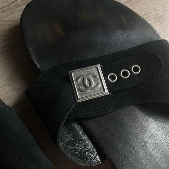 CHANEL authentic old school Dr. Scholl style slides flip flops size 41 EU 10 US